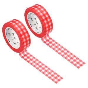 PATIKIL Washi Tape 0.59 Inch x 10.93 Yards, 2 Roll Self Adhesive Grid Pattern Masking Sticker for DIY Art Craft Wrapping Decoration, Red
