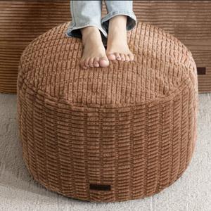 HIGOGOGO Pouf Ottoman Stuffed Round Modern Foam Filled Foot Rest Poufs for Living Room Chair Decorative 26 X 18 Inches Boho Relax Stool for Wedding Christmas Party, Brown