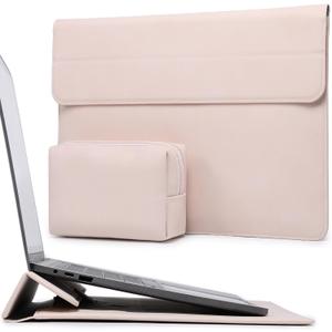 HYZUO 15-16 Inch Laptop Sleeve Case with Stand Feature for MacBook Pro 16 M4/M3/M2/M1 Pro/Max 2025-2019, XPS 15, MacBook Pro 15 2015-2012, Samsung Galaxy Book Flex/Pro 15, Apricot