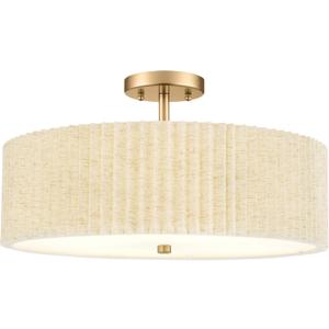Semi Flush Mount Ceiling Lights, 4-Light 18" Gold Light Fixtures Ceiling Mount with Pleated Linen Fabric Shade, Drum Lighting Fixture for Nursery Hallway Bedroom Kitchen, AD-25036-4SF-GD-B, 18", Single Shade