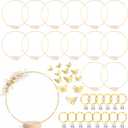 14 Pack Floral Hoop with Stand and LED Fairy Lights 14 inch Metal Rings for DIY Centerpiece Table Decorations Crafts Macrame Rings Hoop Wreath Dream Catcher Rings Wedding Christmas Wreaths, Gold