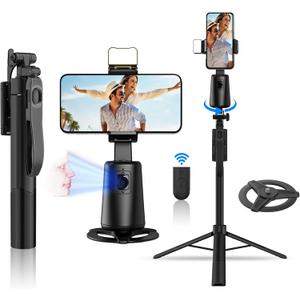 Auto Face Tracking Tripod 360 Rotation, 67" Tripod for iPhone Selfie Stick,Phone Tripod Stand Holder with Remote Gesture Control,No App, for Live Video Tiktok Live Vlog Streaming Video