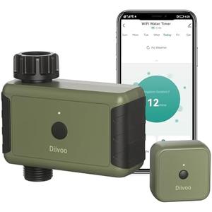 Diivoo WiFi Water Timer for Garden Hose, Smart Sprinkler Hose Timer with Hub, Up to 20 Separate Watering Schedules, Compatible with Alexa and Google Home
