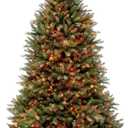 National Tree Company 6.5 ft Pre-Lit Dunhill Fir Full Artificial Christmas Tree, 650 Multicolor Lights, 1,838 Tips, Includes Stand, Green