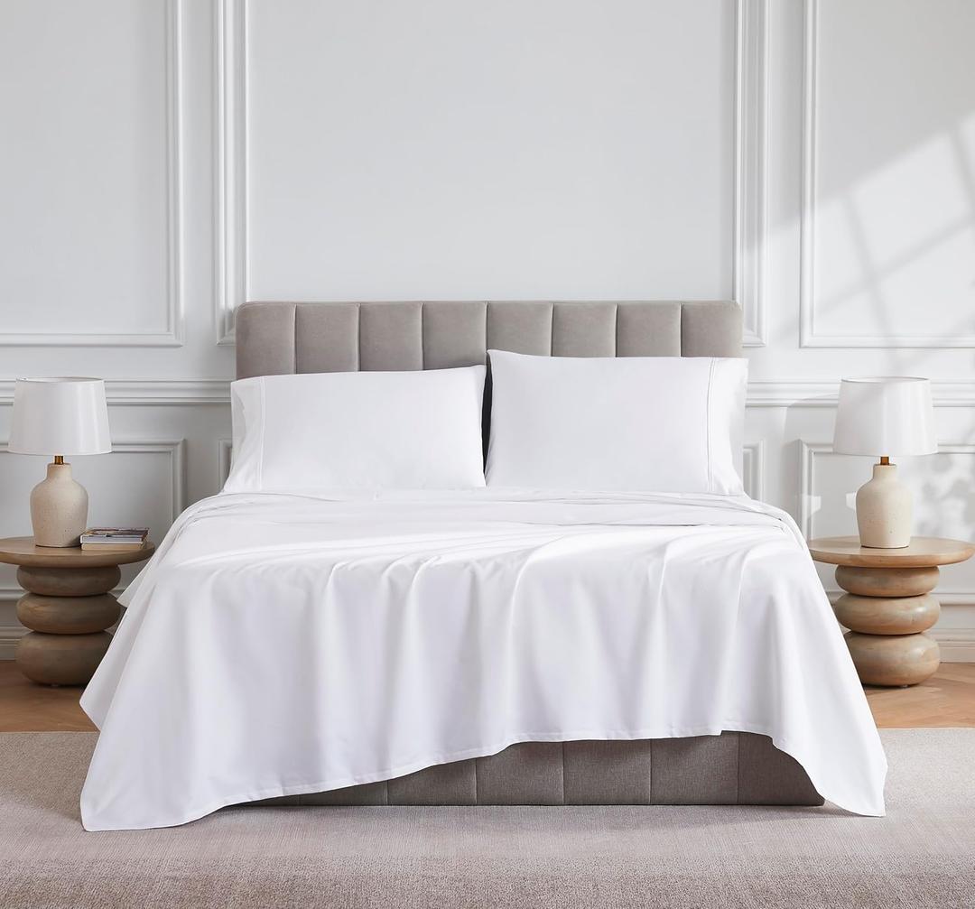 Linen Closet Luxury Cotton 1000 Thread Count Egyptian Cotton 4-Piece Sheet Set, Queen, Arctic White