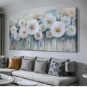 Acocifi Large Dandelion Canvas Wall Art Grey Elegant Flowers Landsape Painting Abstract Florals Picture Handmade 3D Textured Artwork Framed for Living Room Bedroom Bathroom Office Home Decor 58"x29