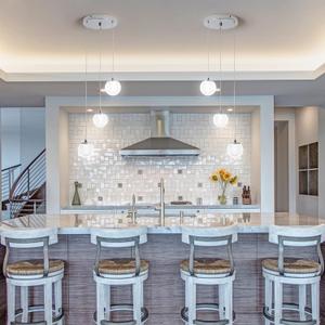 Chromed Crystal Pendant Lights 5000k Daylight White,3-Light Mini Led Modern Brushed Nickel Light Fixtures Ceiling Hanging, Glass Globes Pendant Lighting for Kitchen Island Bedroom Dining Room Foyer