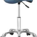 Saloniture Professional Ergonomic Saddle Stool, Blue - Adjustable Hydraulic Seat, Rolling Spa Salon, Massage, and Medical Office Chair with Swivel Wheels