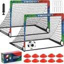 Kids Soccer Goals for Backyard Set, 2 Pack Portable Pop Up Soccer Goal with Soccer Net, Size 3 Soccer Ball, Pump, 10 Cones and Bag, Toddler Soccer Training Equipment for Outdoor Games