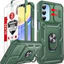 LeYi Compatible for Samsung A15 5G Phone Case: A15 5G Screen Protector with Galaxy A15 Case, Magnetic Rotatable Kickstand, Heavy Duty Shockproof for Celular Android Phone Case A15 5G,Green