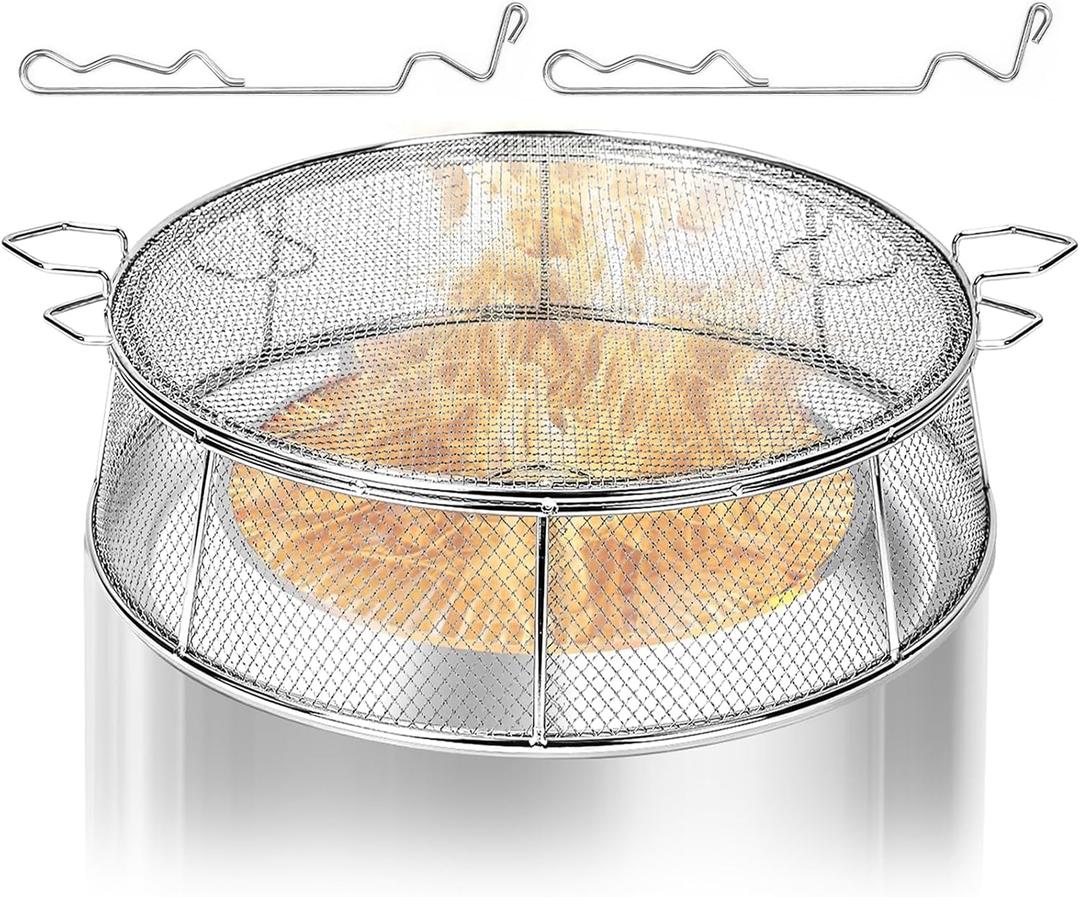 Fire Pit Shield and Cooking Grate for Solo Stove Yukon 27",304 Stainless Steel Spark Screen with Stand & 2 Guide Sticks,Outdoor Fire Pit Accessories