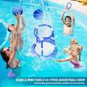 SpringFlower Pool Basketball Hoop, Summer Swimming Pool Floating Basketball Pool Toy, 2 in 1 Kids & Adults Summer Pool Outdoor Play with Ring Toss, 2 Pcs Balls,Pump, Blue, Without Backboard