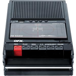 QFX RETRO-39 Portable Shoebox USB to Cassette Tape Recorder, Analog Cassette Tape Deck with Built-in Microphone, 3.5" Bluetooth Speaker with FM Radio
