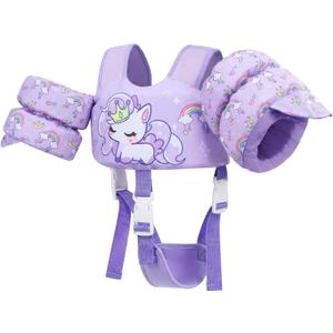 Gogokids Puddle Float Jumper,Toddler Swim Vest Kids Secure Pool Floats, Toddler Floaties w/Water Wings, Swimming Jacket Pool Beach Water Play for Kids Swimmies Children Boy Girl, E-Purple Unicorn, Fit 2-6 Years, 33-66 Pounds