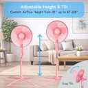 Comfort Zone 16-Inch Oscillating Pedestal Fan 3-Speed High-Velocity Cooling, Adjustable Height & Tilt, Quad-Pod Folding Base, Pink ETL Listed