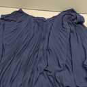 Annystore Pleated Shorts Sets Women 2 Piece Outfits Casual Off Shoulder Bell Sleeve Flowy Swing Oversized Shirt Short Pants Summer Lounge Plisse Set Deep Blue Large