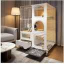 Cat Cage Indoor With Litter Box, Complimentary Bed, Bowl, Cleaning Three Piece Set
