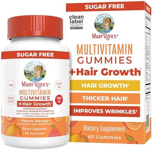 027MaryRuth's Multivitamin + Hair Growth Gummies | with Lustriva® | Biotin 10000mcg | B Vitamins | Formulated for Thicker Hair, Wrinkles, Fine Lines, Skin Care | Ages 18+ | 30 Servings, BB 06/2027