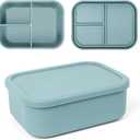 Leakproof Silicone Bento Box for Adults  3 Compartment BPA-Free Lunch Container | Microwave & Dishwasher Safe, Bento Box Adult, Snack Containers, Food Storage for Office, Travel, Camping, Picnics