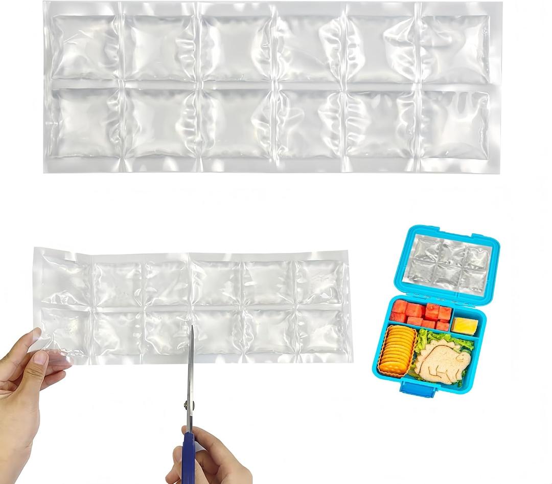 2-Pack Flexible Reusable Gel Ice Pack for Bento Lunch Box 12-Count Slim Freezer Pack, BPA-Free Leakproof Cold Pack for Kids School Lunches, Yogurt, Snacks & Coolers (2 Rows x 6 Packs)