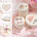 Giegxin 96 Pcs Rhinestone Buttons for Crafts Clothes Faux Pearl Embellishments Pink Butterfly Rhinestone Flower Buttons Vintage Women Pearl Brooch for Jewelry Making, DIY, Bags Shoes Supplies