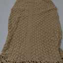 Saodimallsu Womens Halter Crochet Cover Up Fringe Sexy Backless Sleeveless V Neck Collared Vacation Beach Maxi Dress (Small, Khaki)