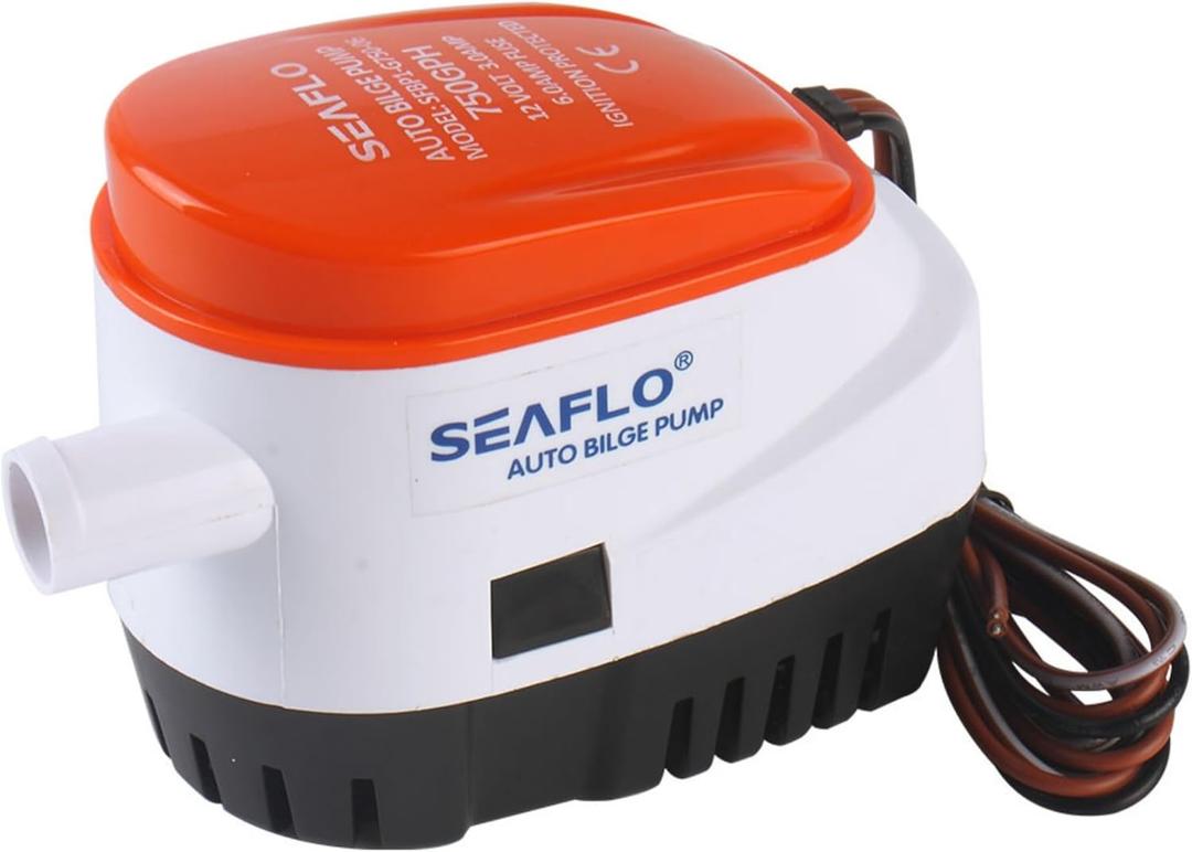 SEAFLO 06 Series Automatic Submersible Bilge Pump - 750GPH, 12V, 3/4" Outlet,All-in-One Pump and Float Switch, Snap-Off Strainer, Compact for Marine Boat Yacht, CE Rohs Certified