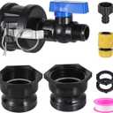 IBC Tote Hose Adapter, 2" Cam Lock Adapter for 275-330 Gallon IBC Tote Tank with 2 Size Cam and Groove Fittings (2" Coarse and 2" Fine), Camlock Fittings to 3/4" Garden Hose Male Thread