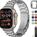 Fullmosa Metal Band Compatible with Apple Watch Bands Ultra3 2 1 49mm, Stainless Steel Strap iWatch Band with Case for Apple Watch, Silver