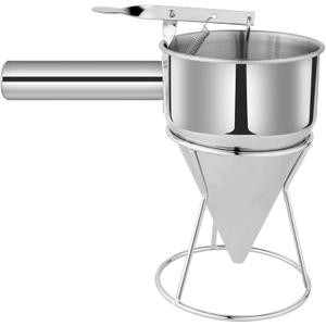 EgieMr Stainless Steel Pancake Batter Dispenser Funnels with Stand Great for Cupcakes, Takoyaki or Any Baked Goods