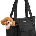 Pawaboo Dog Purse Carrier for Small Dogs with Pocket, Lightweight Dogs and Puppies Tote Bag Carrier, Dog Carriers Soft Sided for Puppy Cat Rabbit, Shopping Travel Puppy Carriers Under 11 LBS, Black