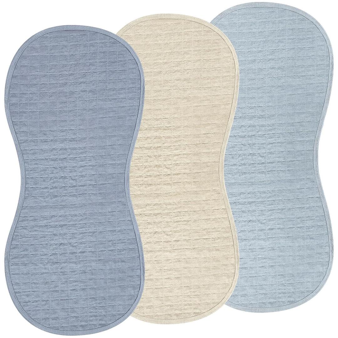 Hahafelt 3 Pcs Changing Pad Liners Fits in Peanut Shape Changing Pad Waterproof Diaper Mats Organic Cotton Peanut Mats are Warm on a Baby's Back, Washable Reusable(Elegant Style,Blue)