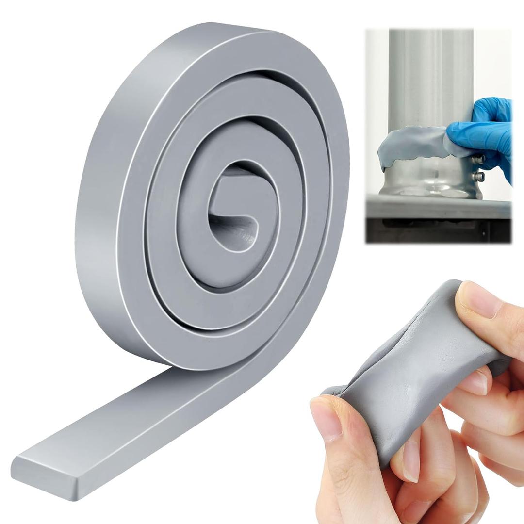 Moldable Silicone Putty, Non Hardening Multi Purpose Duct Seal Compound for Metal, Glass, Wood, Ceramic, Crafts, Heat Resistant and Waterproof, 1.5 ft x 0.32 in(Grey,1 Pack)