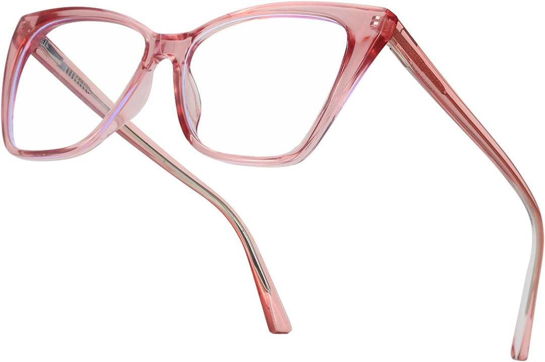 SODQW Pink Cateye Blue Light Glasses for Women, Trendy Cat Eye Anti Blue-light Glasses for Computer/TV/Phone/Gaming