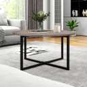 HOMERECOMMEND Round Coffee Table Nesting Tables for Living Room,Black+Grey, A-28.35 Inchs