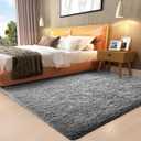 Ophanie Upgrade Rugs Fluffy Shaggy Soft Area Rug Non-Slip Indoor Floor Carpet 3x5 Ft Medium Gray