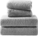 Fleece Fitted Sheet,3-Piece Set,Cozy and Luxury Queen Fitted Bed Sheet with 15 Inch Deep Pocket-Includes One Dark Gray Fitted Sheet, Two 20 * 30" Pillowcases (Dark Gray, Queen)