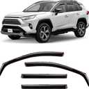 CLIM ART in-Channel Incredibly Durable Rain Guards for Toyota RAV4 2019-2025, Original Window Deflectors, Vent Deflector, Vent Window Visors, Dark Smoke Car Accessories, Pack of 4 - 619152