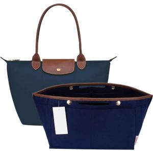 ZTUJO Purse Organizer Insert For Le Pliage, Compatible with Longchamp Le Pliage Shoulder Bag S/L, Top Handle S/MEnergy S/L, Xtra S, Longchamp Organizer Insert (Navy Blue, Medium)