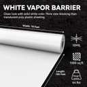 White Crawl Space Vapor Barrier, 10 Mil Vapor Barrier, 10' x 100', Heavy Duty Polyethylene Film, Thick Plastic Sheeting, Plastic Drop Cloth Covering for Crawlspace, Basement