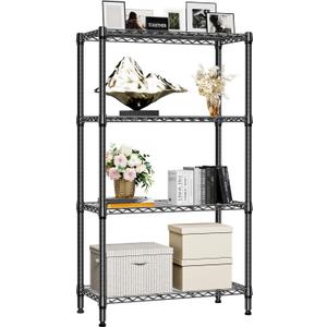 1000 lbs 4 Tier Shelf Metal Storage Shelves Shelving Wire Rack Heavy Duty Closet Organizers for Garage Kitchen Bathroom Laundry Black 15.7" D x 33.5" W x 59.5" H