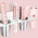 Hair Tool Organizer, Hair Dryer Holder with Heatproof Steel Cups, Acrylic Vanity Organizer for Curling Iron, Flat Iron & Hair Brushes, Perfect for Bathroom (White, Oversized)
