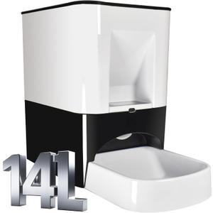 14L Automatic Dog Feeder Large Breed, Programmable Auto Pet Food Dispenser, Timed Dog Feeder Extra Large, Portion Control Voice Recording, 1200mAh Battery and Plug-in Power