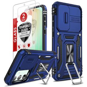 LeYi for Galaxy S25 FE Case: Samsung S25 FE Cover with Screen Protector S25 FE, Magnetic Metal Mount Stand, Slide Camera Cover & Shock Proof Military-Grade Funda para Galaxy S 25 FE, Navy Blue