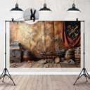 Nautical Theme Backdrop Vintage Pirate Treasure Map Backdrop Sea Adventure Photography Background for Kids Boys Party Decoration Photo Booth Banner Props TAYBDJ1823 (Customsize)