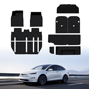 BASENOR 10PCS Tesla Model X Floor Mats 7-Seater All Weather Cargo Liner Mat XPE Car Mats Anti-Slip Trunk Mat Back Seat Cover Model X Plaid Accessories 2022-2024