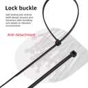 5 x 120 Pcs 8 Inch Cable Zip Tie, ORWUDIZ Multifunctional Tie, Nylon 66 Material, Tensile Strength 50 Lbs, Black, Cable Binding Classification, Suitable for Industrial, Outdoor, Home, Office Use