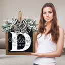 Ultra Large 14'' Last Name All Year Round Front Door Wreath with 26 Initial Letter Welcome Sign All Seasons Eucalyptus Garland and Bow Wreaths for Front Door Porch Farmhouse Decoration (D)