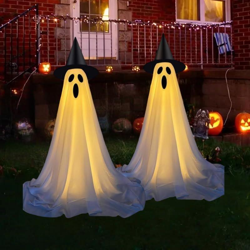 2Packs Halloween Decorations Outdoor: Enchanting Spooky Ghost with String Lights - Perfect Halloweens Party Decoration Indoor for Your Porches, Yards & Gardens!