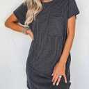 Acelitt Womens Casual Summer Crewneck Short Sleeve Ribbed Mini Tshirt Dress, XS-3XL
